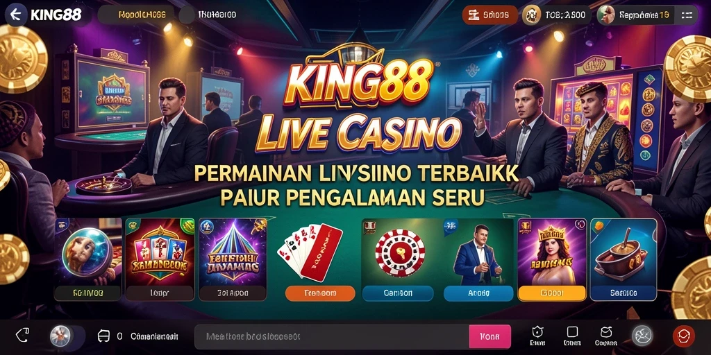 Screenshot gameplay KING88 menampilkan dealer profesional dan interaksi langsung.