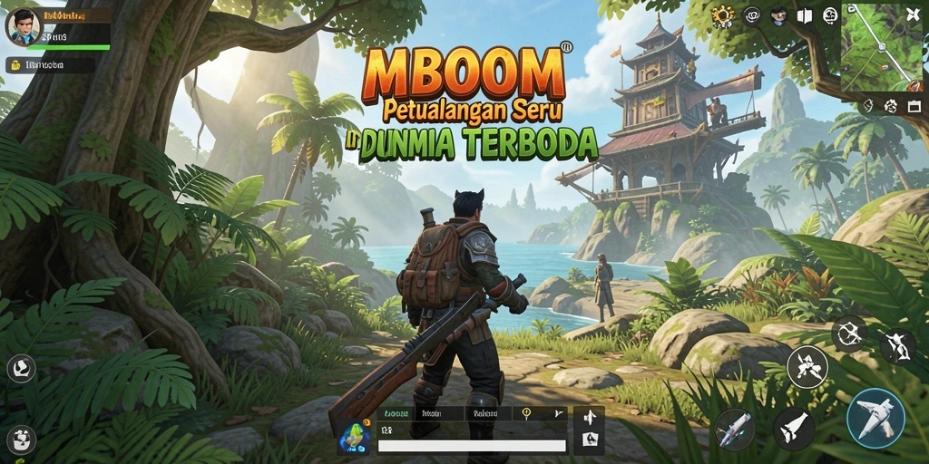 Tampilan gameplay menarik dalam dunia terbuka MBOOM dengan petualangan seru.